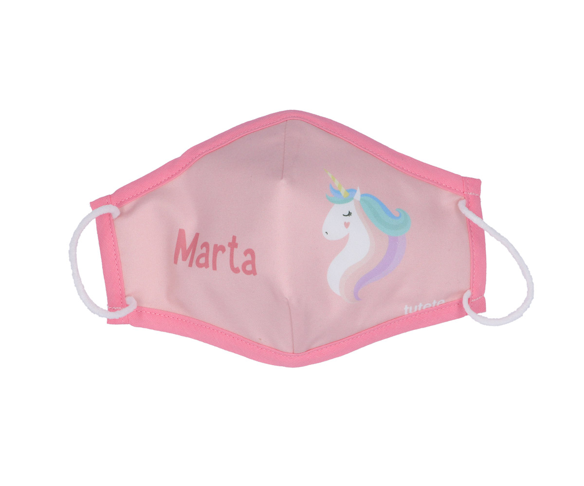 Mascarilla Infantil Triple Capa con Bolsa Unicornio Cojín Personalizado Unicornio Tutete