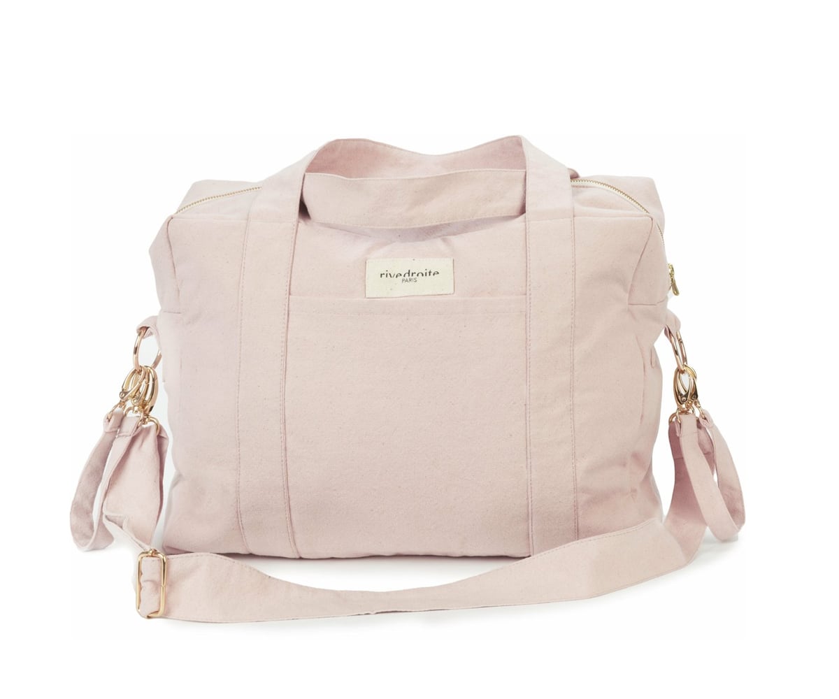 bolso carro bebe gris y rosa