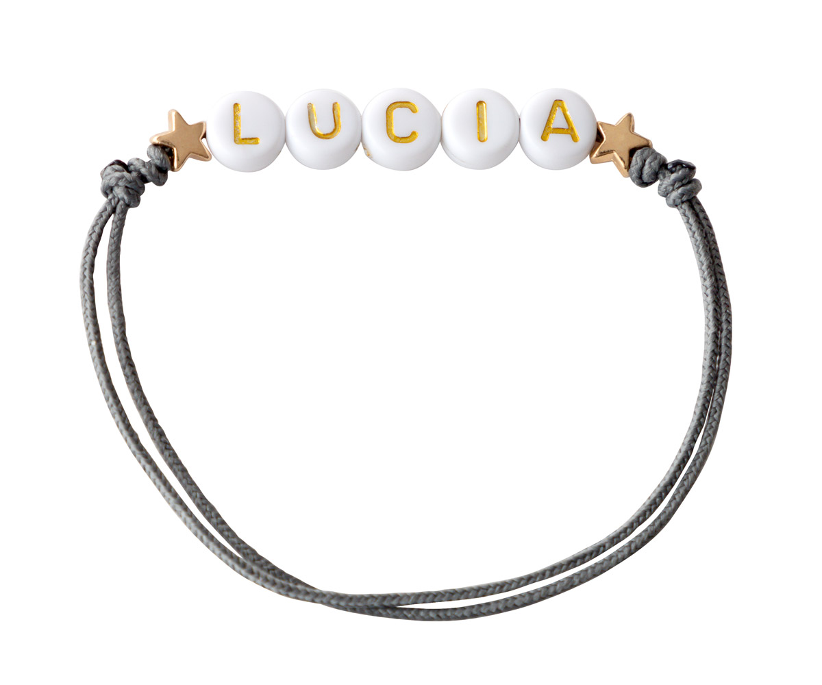 Pulseira Estrelas Douradas Personalizada Cinza