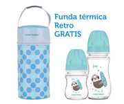 Promotion 2 Personalisable Sloth Baby Bottles +Blue Thermal Case