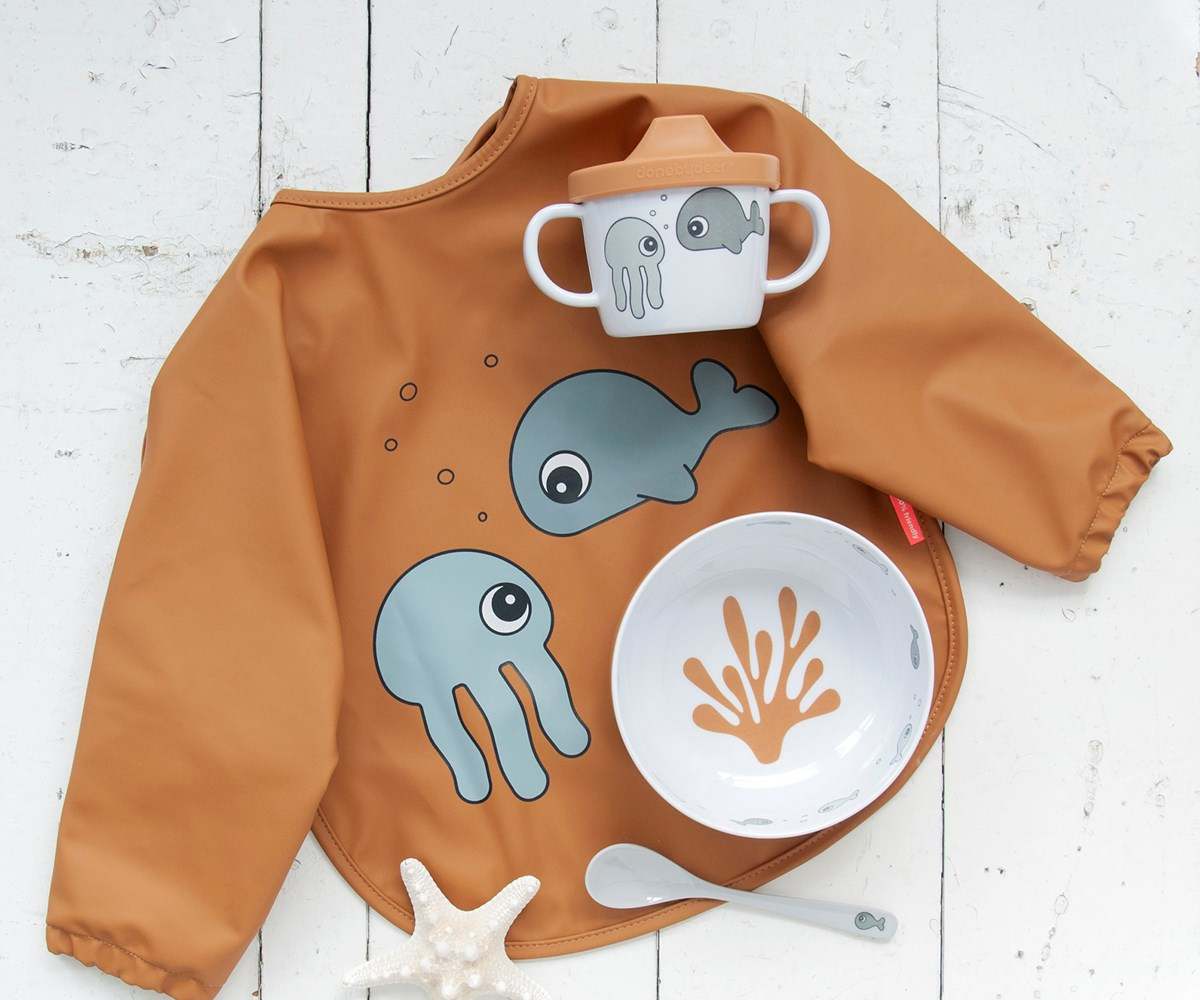 Babete Com Mangas Sea Friends Mustard 6-18m - Personalizado