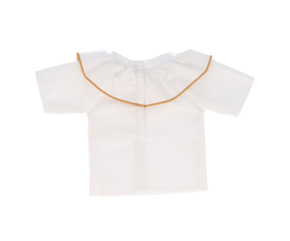 Camicia Bambole Cutie Volante Bianco-Senape