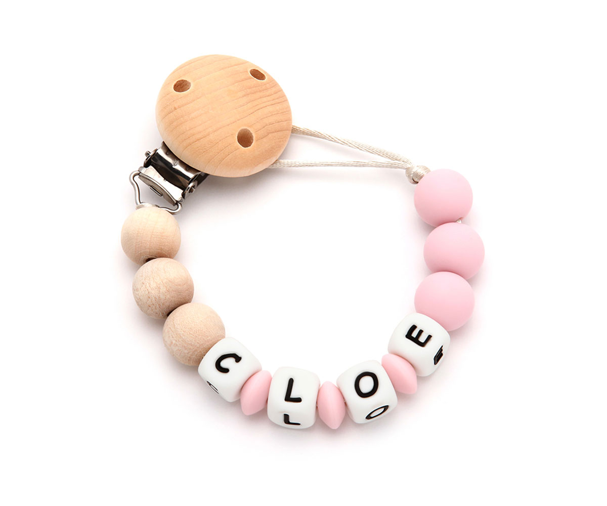 Prende Chupetas De Silicone Personalizada Eco Pink