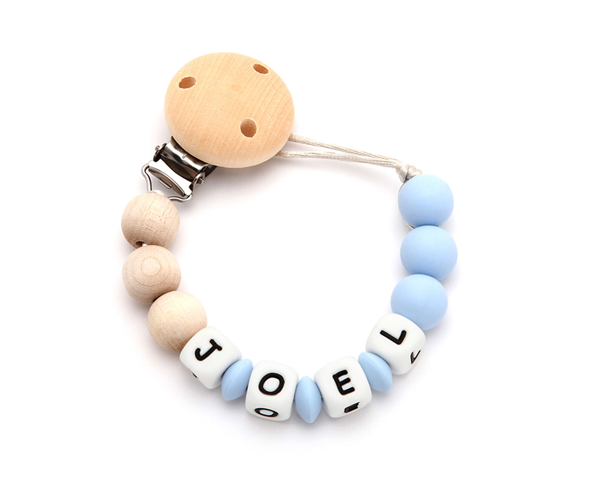 Prende Chupetas De Silicone Personalizada Eco Azul