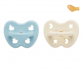 2 Chupetas Borracha Hevea Baby Blue/Milky White 0-3m 