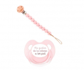 Coffret cadeau Attache-sucette Tu me plais de la tte aux pieds rose 