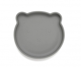 Assiette avec ventouse Bear Pewter Green