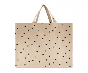 Borsa Mare Cotone Cuori Sand