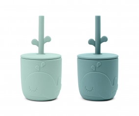 2 Bicchieri con Cannuccia  Peekaboo Wally Blue