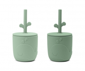 2 Bicchieri con Cannuccia  Peekaboo Wally Green