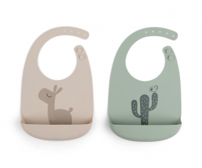 2 bavoirs en silicone Lalee Sand - Vert