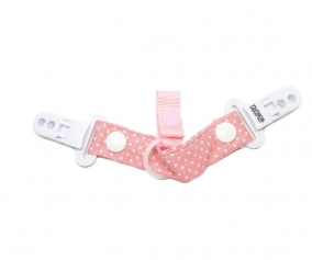 Porte-sucette broche en tissu rose