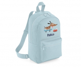 Mochila Mini Fashion Azul Personalizada Skater Dog