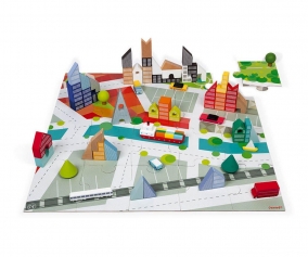 Kubix 60 peas de madeira + Cardboard City Puzzle