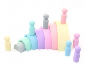 Arco Iris de Silicona Pastel 7 Piezas + 7 Figuras