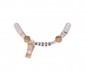 Porte-sucette Broche en silicone beige personnalis