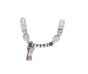 Porte-sucette broche en silicone gris personnalis