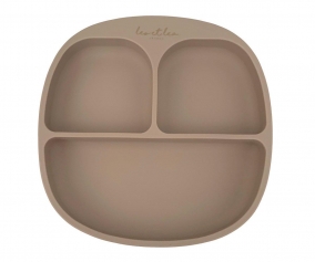 Plato Silicona con Compartimentos y Ventosa Beige