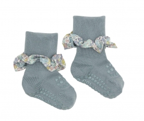 Chaussettes  semelle antidrapante en bambou Liberty Dusty Blue