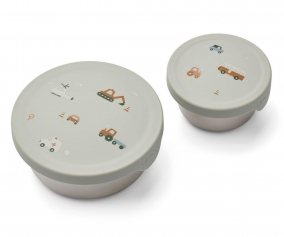 2 Cajas Almuerzo Acero Fiby Vehicles /Dove Blue Mix