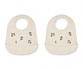 2 Baberos Silicona Tilda Peach Sea Shell Mix