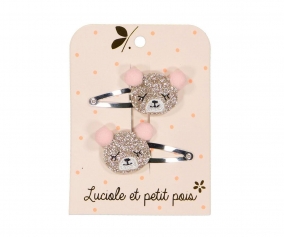 2 Clip Capelli Orsi Pompon Dorati