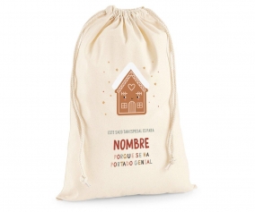 Bolsa Grande Presente  personalizada Gingerbread House  - Espanhol