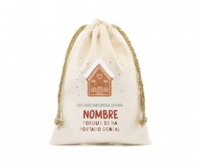 Bolsa Pequena presente personalizada Gingerbread House - Espanhol