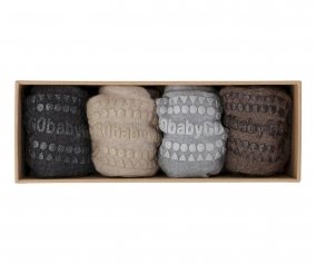 Combo Box Chaussettes Semelle Antidrapante Laine Brown Melange