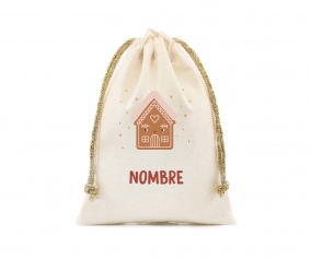 Bolsa Pequena Personalizada para presentes Gingerbread House  NAME