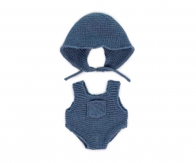 Set Punto Pelele et Chapeau Poupe Bleu 21 cm 