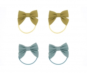 4 Elastici Capelli Fiocco Chartreuse+Sky Blue