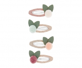 4 Clips  Pompons Flower