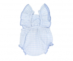 Pale Blue Vichy Baby Romper for Doll
