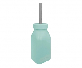 Bouteille en silicone avec paille verte River/gris Nac