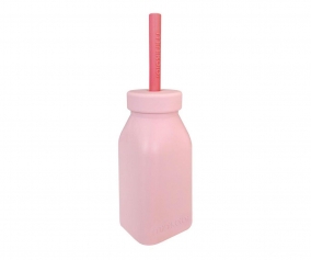 Bouteille en silicone avec paille rose crpe/ ros