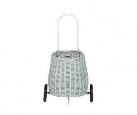 Carrellino Rattan Luggy VIntage Blue