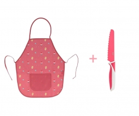 Pack Delantal Infantil Sugary Personalizable + Cuchillo Dusty Pink