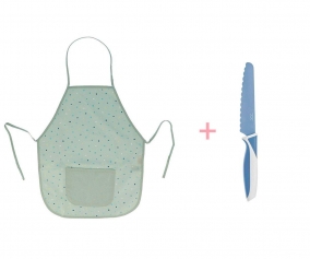 Pack de Avental infantil Dots Sage personalizvel + Kiddikutter Nigara