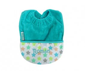 Silly Billyz Personalised Turquoise Stars Pocket Bib