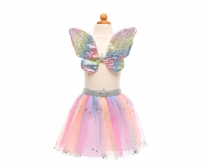 Disfraz Falda de Lentejuelas Arco Iris Alas y Varita 4-6 Aos