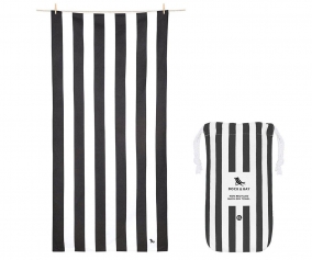 Extra Large Beach Towel Microfiber Black Cabana Personalised