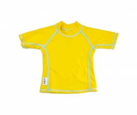 Camiseta de proteo solar de manga curta Polka Dots Mustard