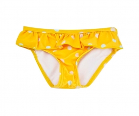 Slip de bikini avec protection solaire  pois moutarde 