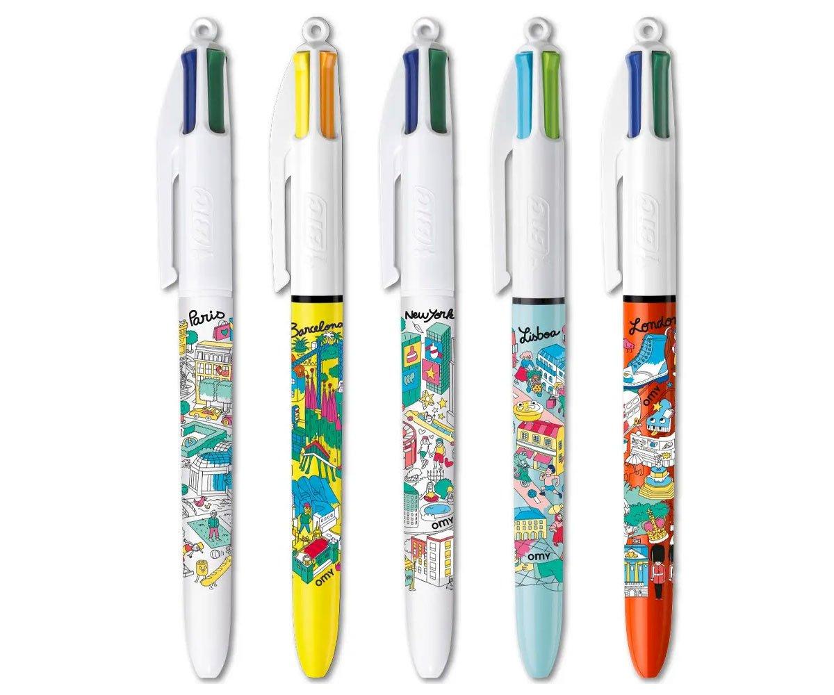 5 Bolgrafos de 4 colores Bic Omy Cities