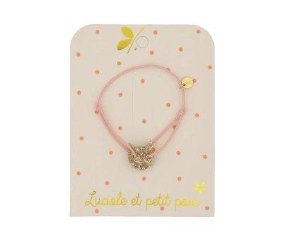 Bracelet lastique Rose avec Chat Dor