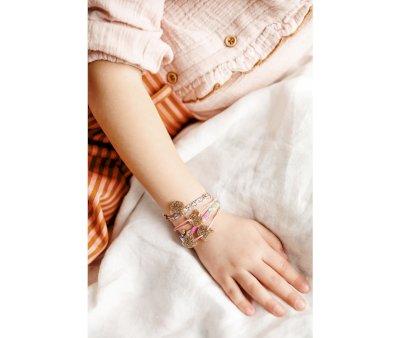 Bracelet lastique Rose avec Chat Dor