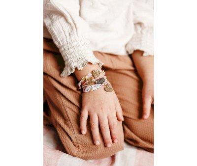 Bracelet lastique Rose avec Chat Dor