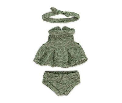 Conjunto de vestido de malha e Diadema 
Boneca 21 cm