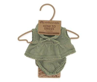 Conjunto de vestido de malha e Diadema 
Boneca 21 cm